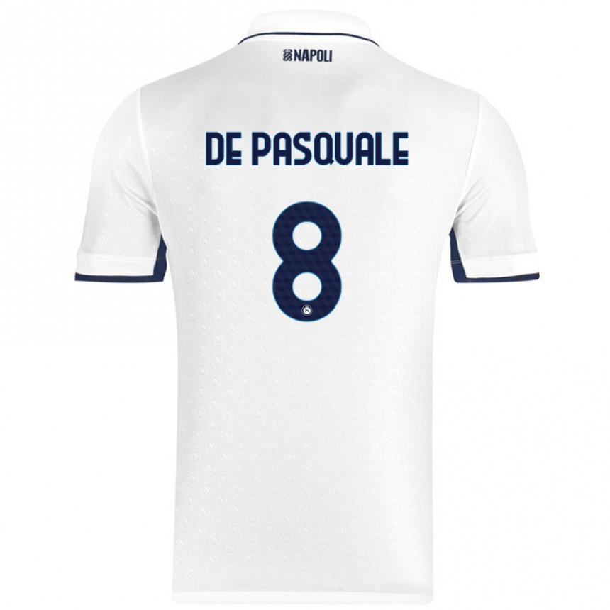 Women Football Dylan De Pasquale #8 White Royal Blue Away Jersey 2024/25 T-Shirt Nz