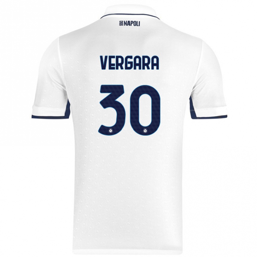 Women Football Antonio Vergara #30 White Royal Blue Away Jersey 2024/25 T-Shirt Nz