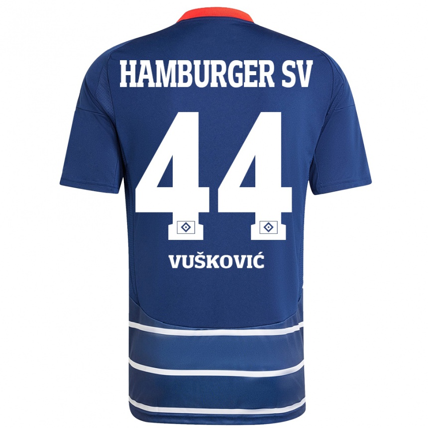 Women Football Mario Vuskovic #44 Dark Blue Away Jersey 2024/25 T-Shirt Nz