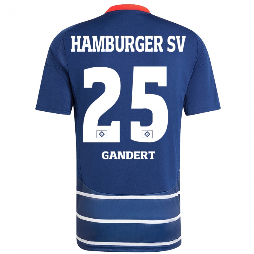 Women Football Jeremy Gandert #25 Dark Blue Away Jersey 2024/25 T-Shirt Nz