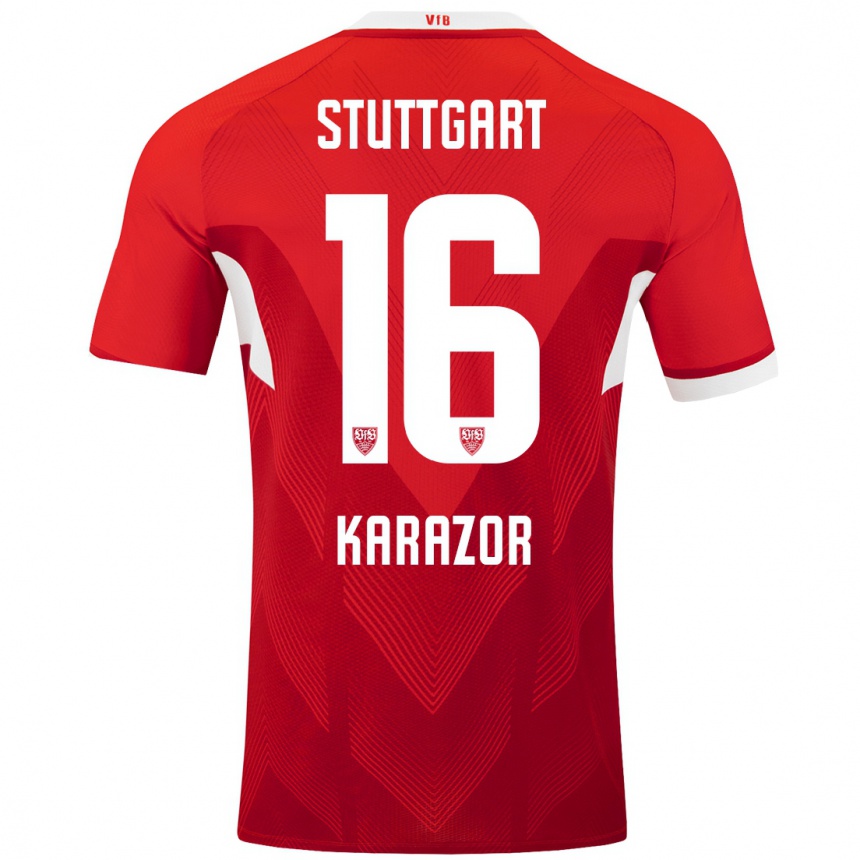 Women Football Atakan Karazor #16 Red White Away Jersey 2024/25 T-Shirt Nz