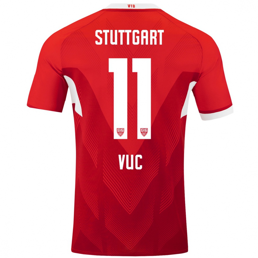 Women Football Patrick Vuc #11 Red White Away Jersey 2024/25 T-Shirt Nz