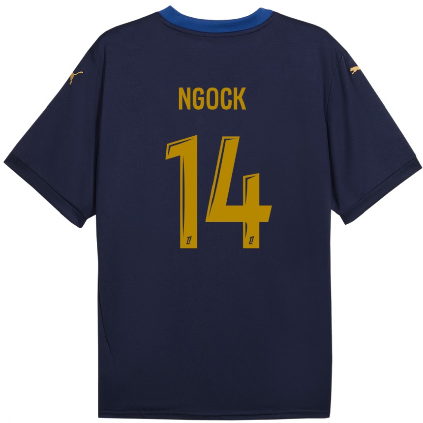 Women Football Monique Ngock #14 Navy Gold Away Jersey 2024/25 T-Shirt Nz