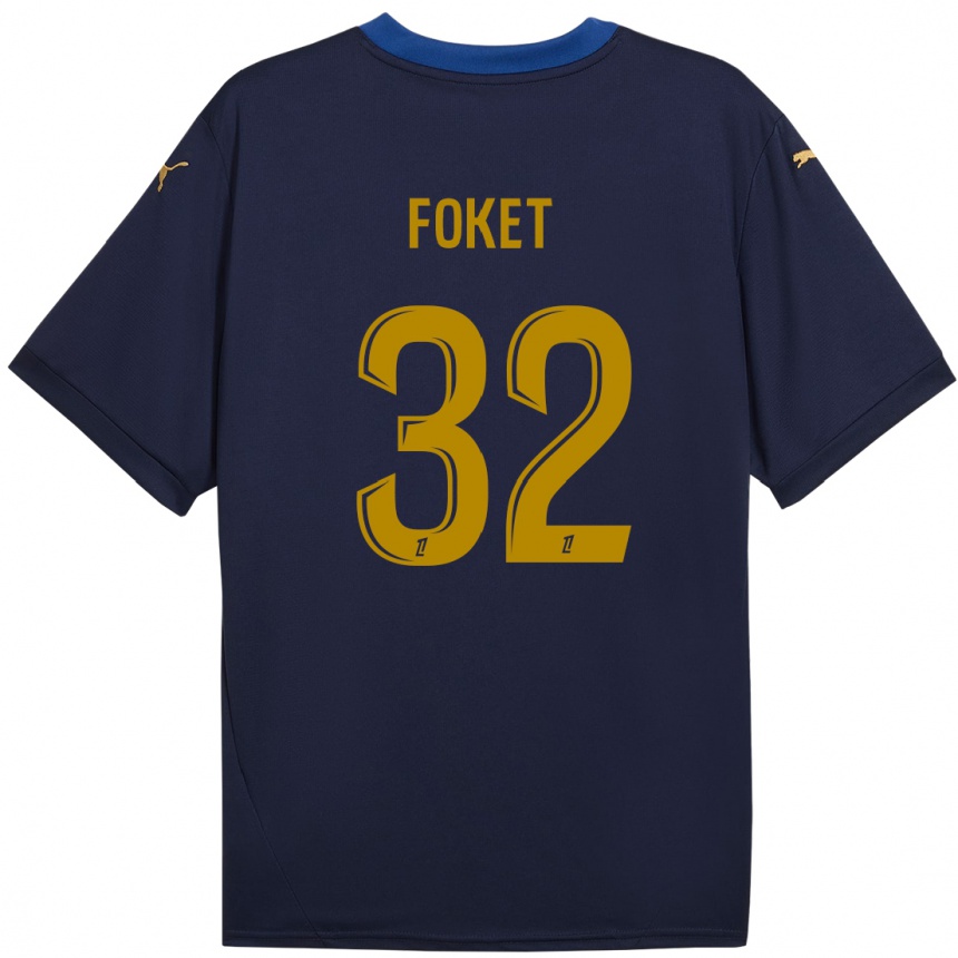 Women Football Thomas Foket #32 Navy Gold Away Jersey 2024/25 T-Shirt Nz