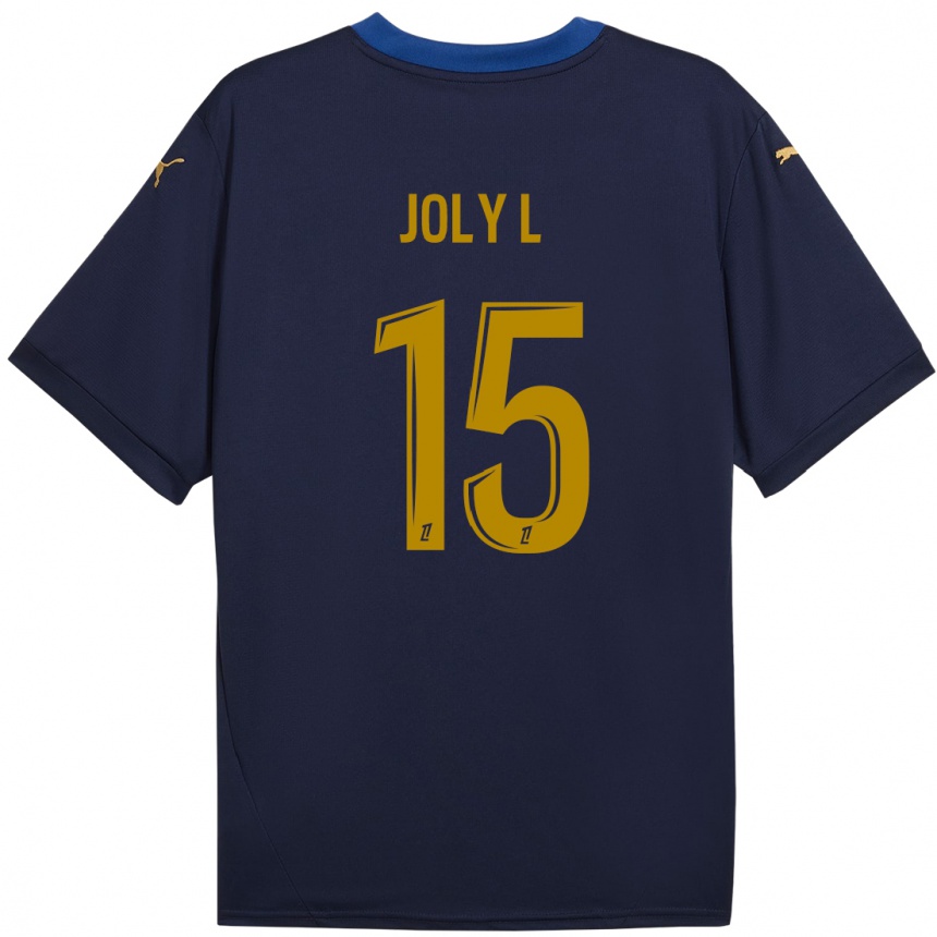 Women Football Lou Ann Joly #15 Navy Gold Away Jersey 2024/25 T-Shirt Nz