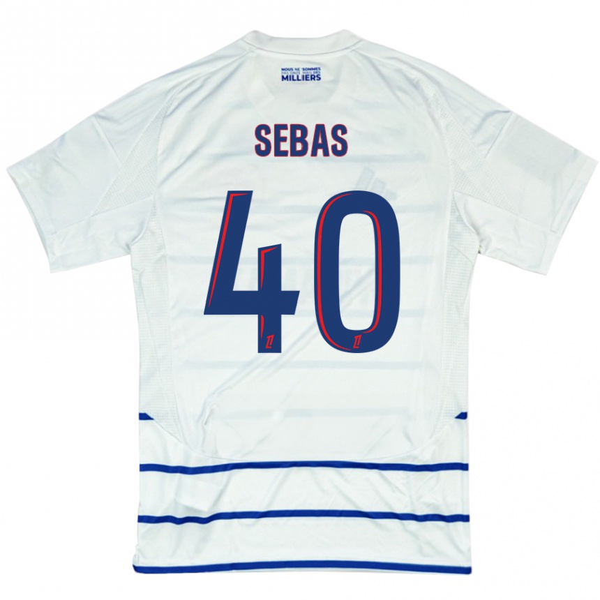 Women Football Jérémy Sebas #40 White Blue Away Jersey 2024/25 T-Shirt Nz