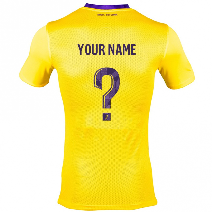 Women Football Your Name #0 Yellow Purple Away Jersey 2024/25 T-Shirt Nz