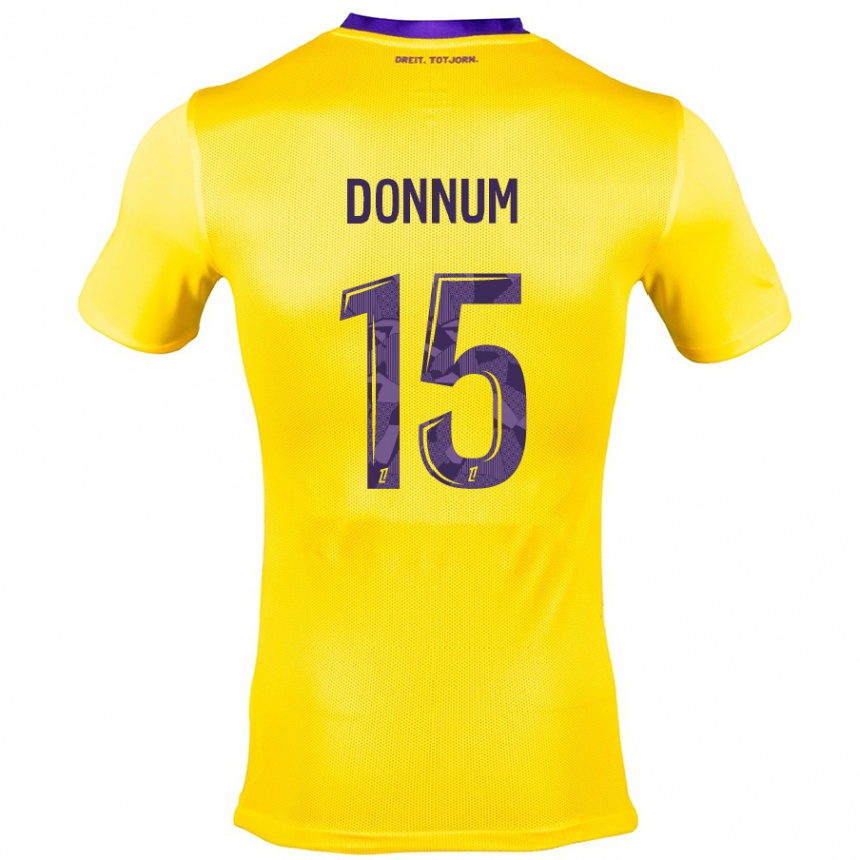 Women Football Aron Dønnum #15 Yellow Purple Away Jersey 2024/25 T-Shirt Nz