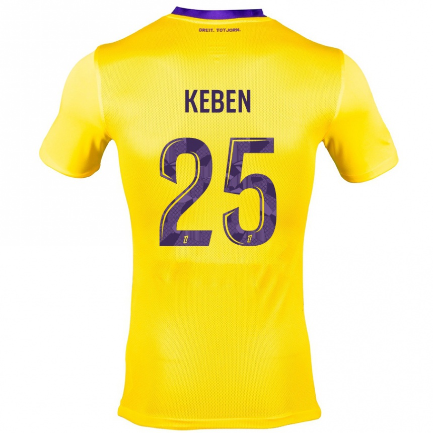 Women Football Kévin Keben #25 Yellow Purple Away Jersey 2024/25 T-Shirt Nz