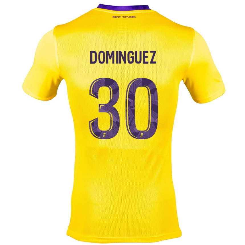 Women Football Álex Domínguez #30 Yellow Purple Away Jersey 2024/25 T-Shirt Nz