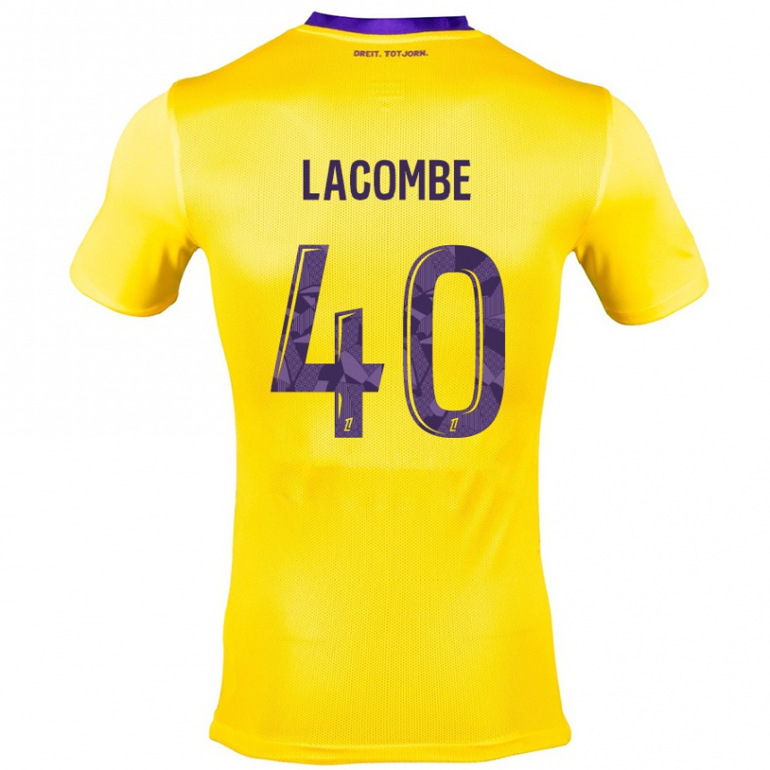 Women Football Justin Lacombe #40 Yellow Purple Away Jersey 2024/25 T-Shirt Nz