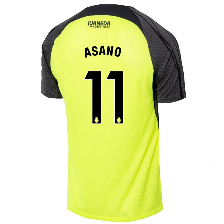 Women Football Takuma Asano #11 Fluorescent Green Black Away Jersey 2024/25 T-Shirt Nz