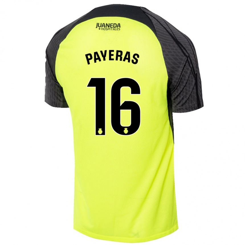 Women Football Martí Payeras #16 Fluorescent Green Black Away Jersey 2024/25 T-Shirt Nz