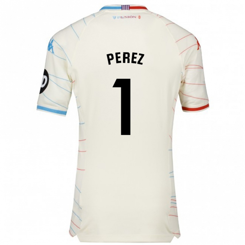 Women Football Fer Pérez #1 White Red Blue Away Jersey 2024/25 T-Shirt Nz