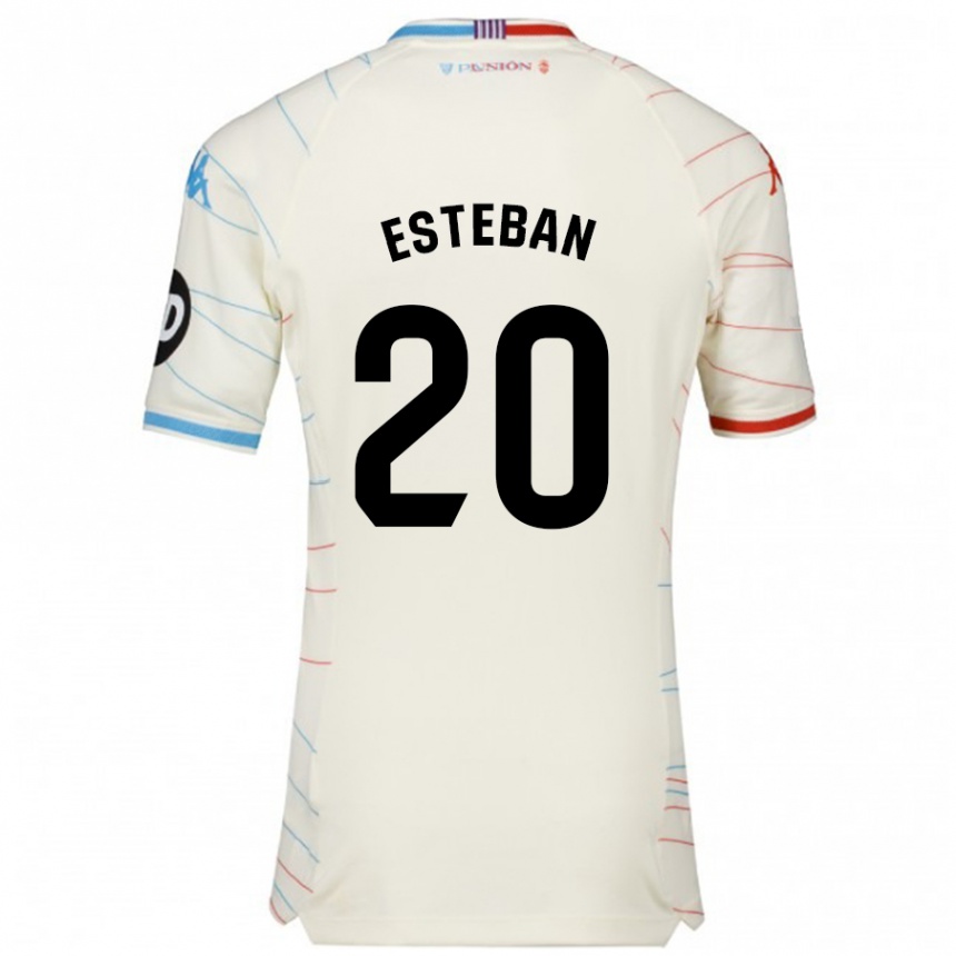 Women Football Sergio Esteban #20 White Red Blue Away Jersey 2024/25 T-Shirt Nz