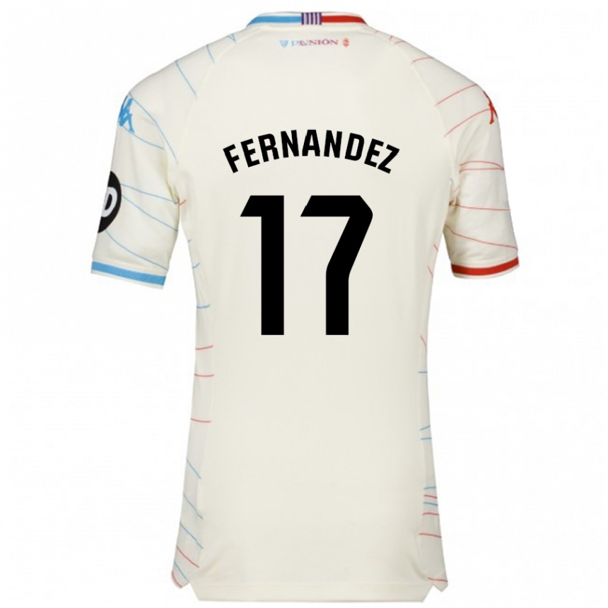 Women Football Dani Fernández #17 White Red Blue Away Jersey 2024/25 T-Shirt Nz