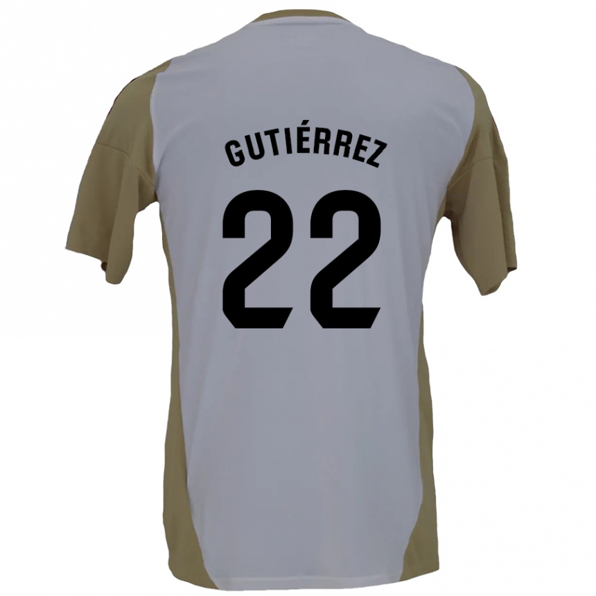 Women Football Juan Gutiérrez #22 Brown White Away Jersey 2024/25 T-Shirt Nz