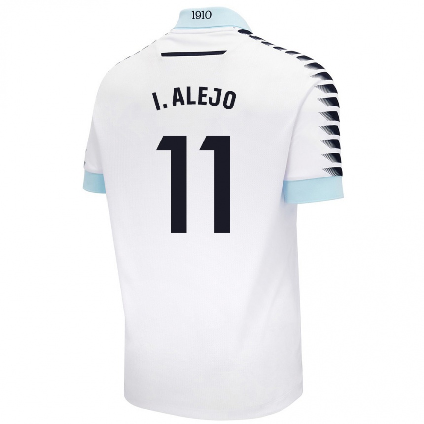 Women Football Iván Alejo #11 White Blue Away Jersey 2024/25 T-Shirt Nz