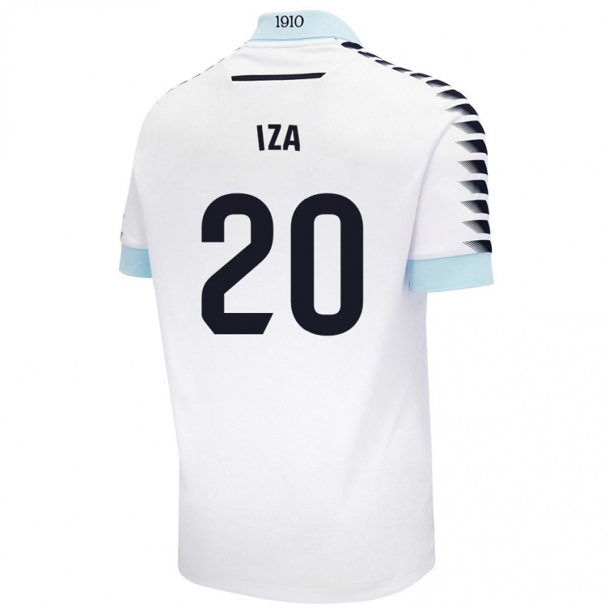 Women Football Iza Carcelén #20 White Blue Away Jersey 2024/25 T-Shirt Nz