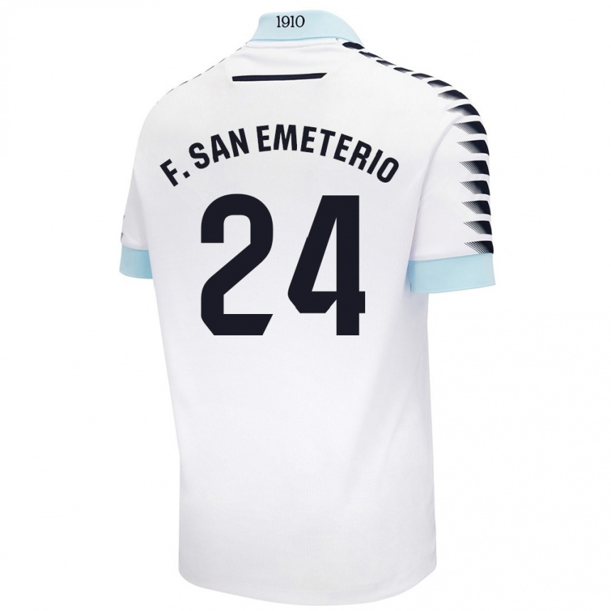 Women Football Fede San Emeterio #24 White Blue Away Jersey 2024/25 T-Shirt Nz