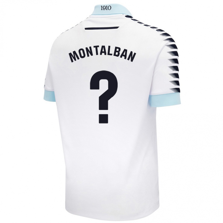 Women Football Sergio Montalbán #0 White Blue Away Jersey 2024/25 T-Shirt Nz