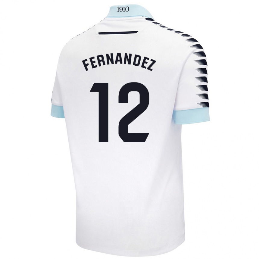 Women Football Sandra Fernández León #12 White Blue Away Jersey 2024/25 T-Shirt Nz