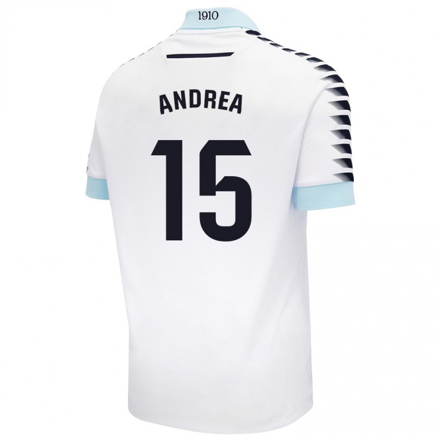 Women Football Andrea Sánchez Moreno #15 White Blue Away Jersey 2024/25 T-Shirt Nz