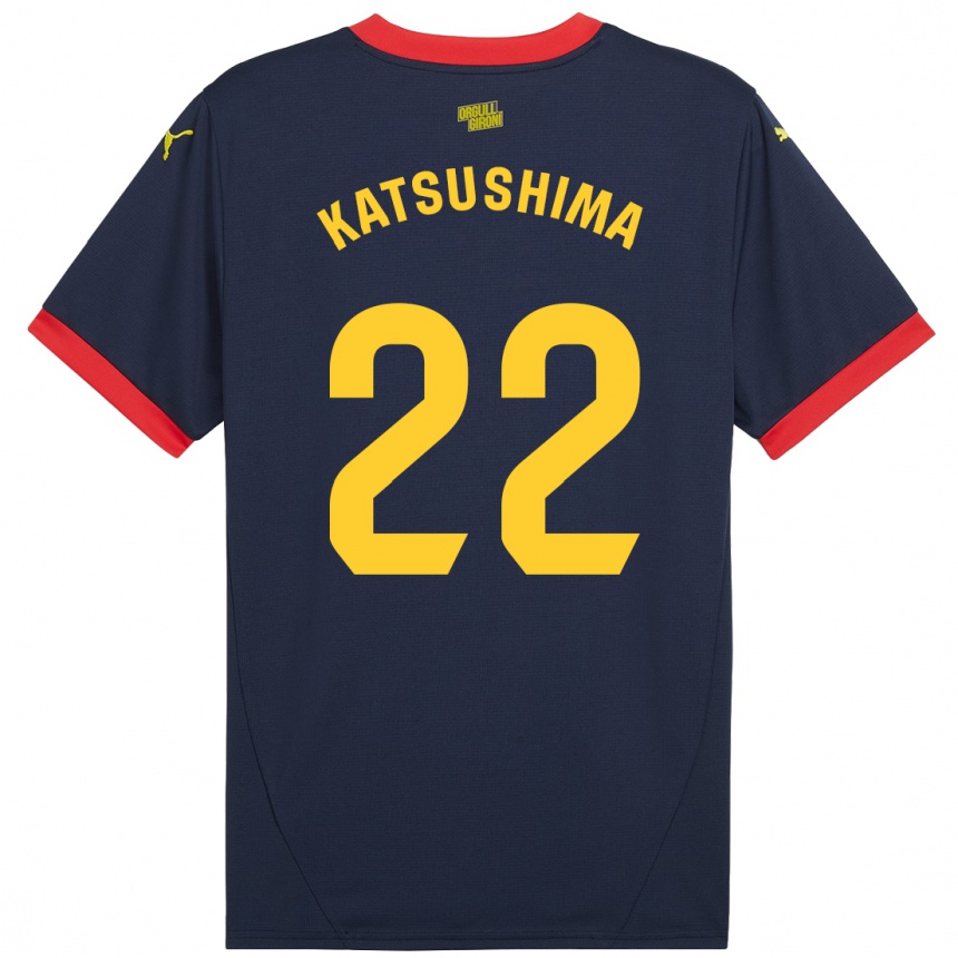 Women Football Shinnosuke Katsushima #22 Navy Red Away Jersey 2024/25 T-Shirt Nz