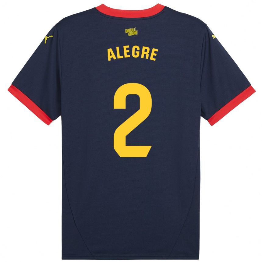 Women Football Marc Alegre #2 Navy Red Away Jersey 2024/25 T-Shirt Nz