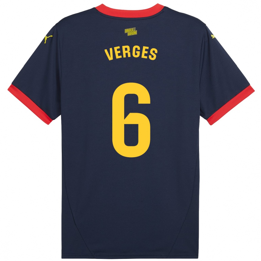 Women Football Mar Vergés #6 Navy Red Away Jersey 2024/25 T-Shirt Nz