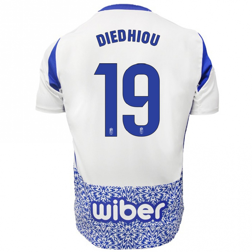 Women Football Famara Diédhiou #19 White Blue Away Jersey 2024/25 T-Shirt Nz