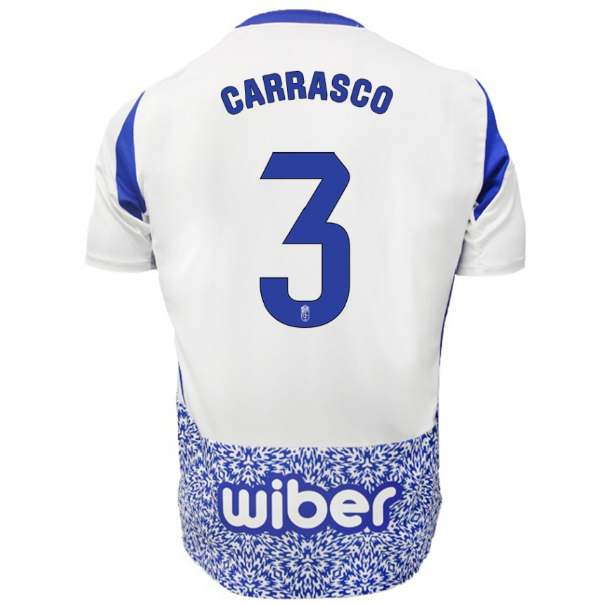 Women Football Marta Carrasco #3 White Blue Away Jersey 2024/25 T-Shirt Nz