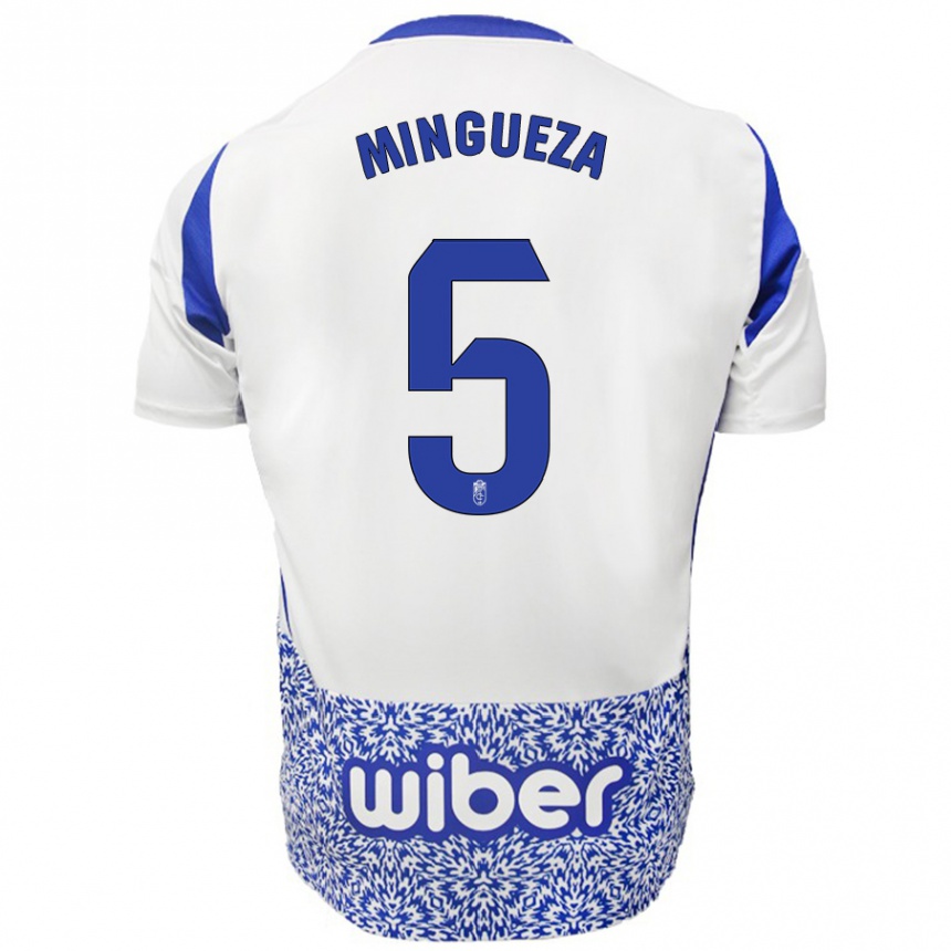 Women Football Ariadna Mingueza #5 White Blue Away Jersey 2024/25 T-Shirt Nz