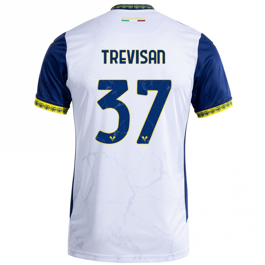 Women Football Michael Trevisan #37 White Blue Away Jersey 2024/25 T-Shirt Nz