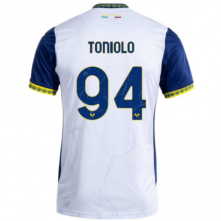 Women Football Giacomo Toniolo #94 White Blue Away Jersey 2024/25 T-Shirt Nz