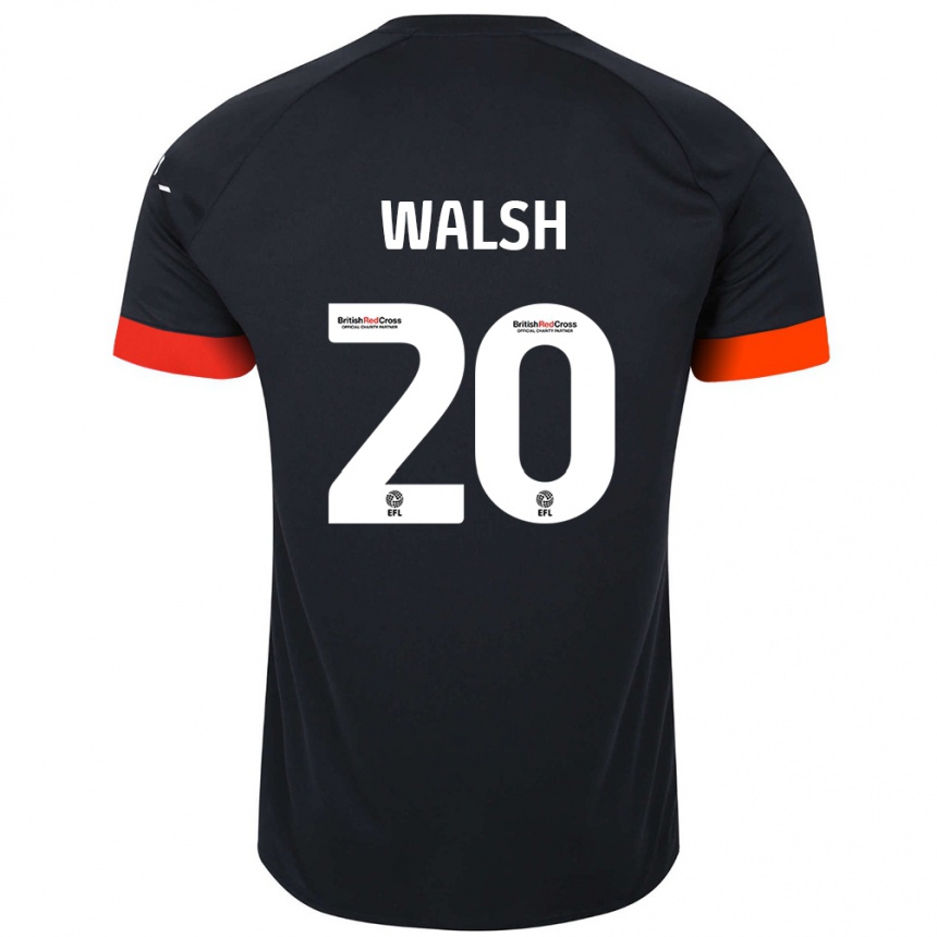 Women Football Liam Walsh #20 Black Orange Away Jersey 2024/25 T-Shirt Nz