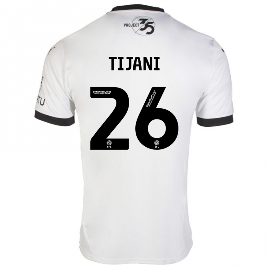 Women Football Muhamed Tijani #26 White Black Away Jersey 2024/25 T-Shirt Nz