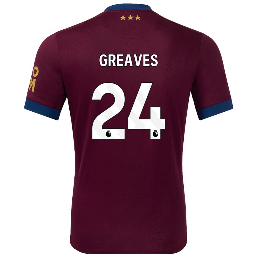 Women Football Jacob Greaves #24 Brown Away Jersey 2024/25 T-Shirt Nz