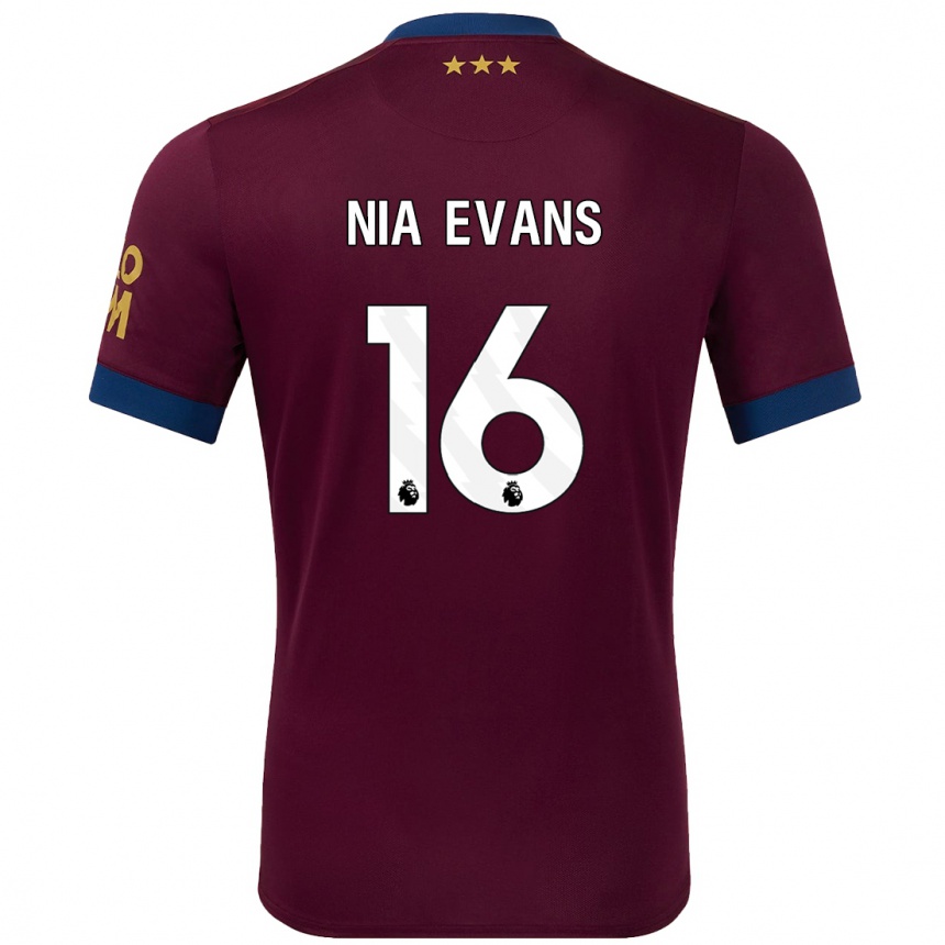 Women Football Nia Evans #16 Brown Away Jersey 2024/25 T-Shirt Nz