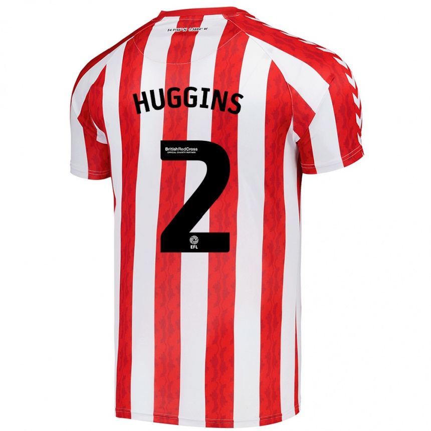 Kids Football Niall Huggins #2 Red White Home Jersey 2024/25 T-Shirt Nz