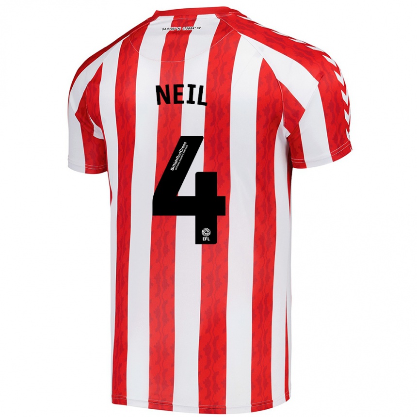 Kids Football Dan Neil #4 Red White Home Jersey 2024/25 T-Shirt Nz