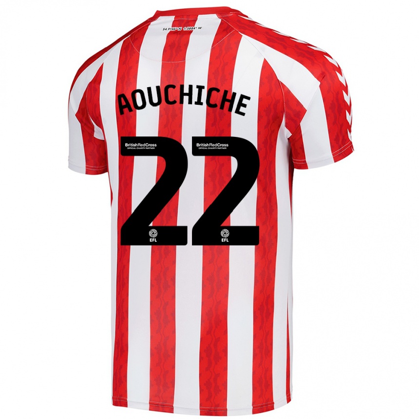 Kids Football Adil Aouchiche #22 Red White Home Jersey 2024/25 T-Shirt Nz