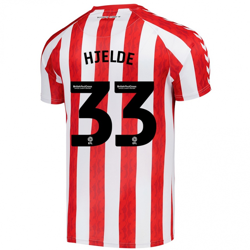 Kids Football Leo Fuhr Hjelde #33 Red White Home Jersey 2024/25 T-Shirt Nz