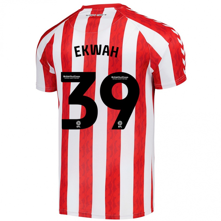 Kids Football Pierre Ekwah #39 Red White Home Jersey 2024/25 T-Shirt Nz