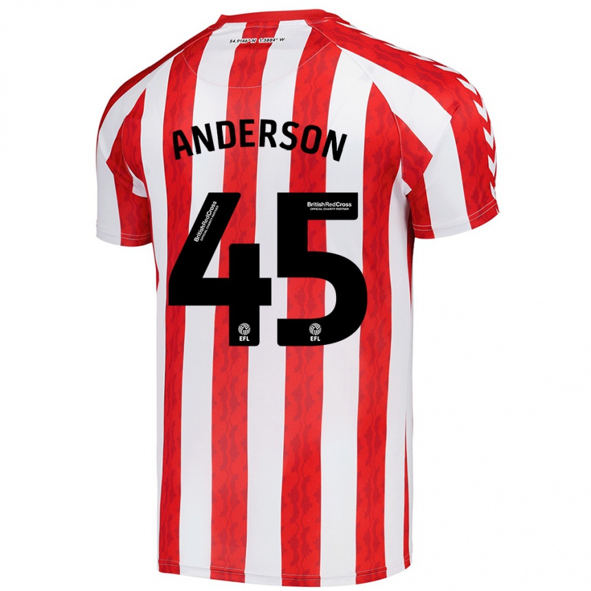 Kids Football Joe Anderson #45 Red White Home Jersey 2024/25 T-Shirt Nz