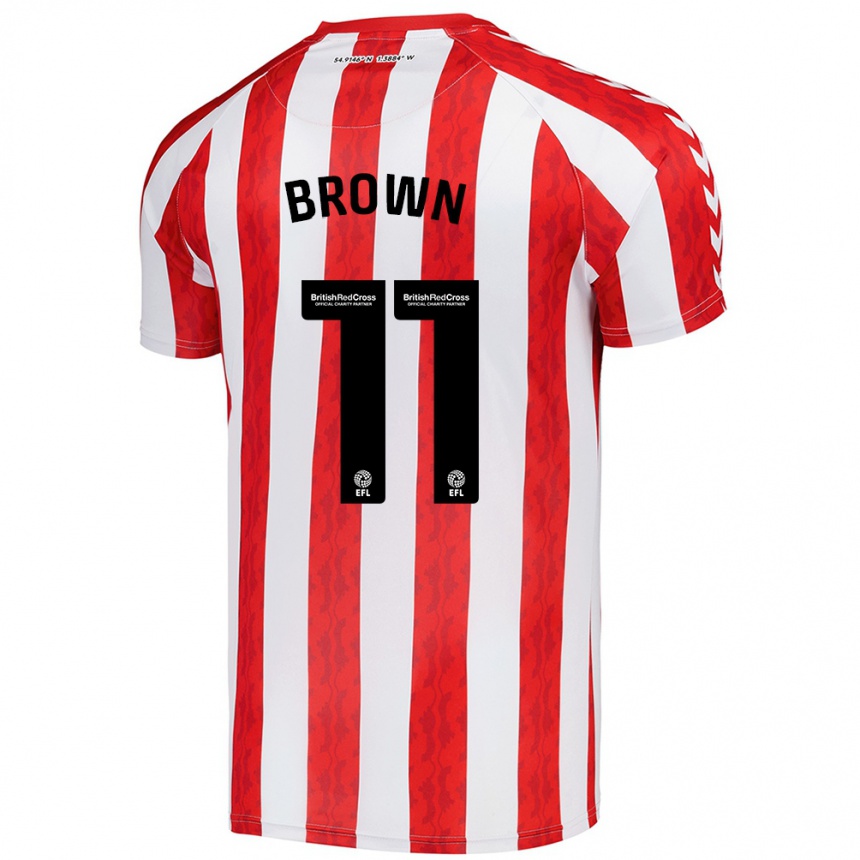 Kids Football Jessica Brown #11 Red White Home Jersey 2024/25 T-Shirt Nz