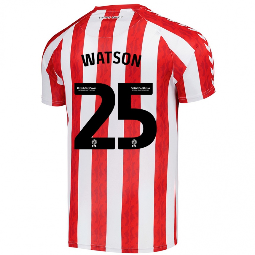 Kids Football Katy Watson #25 Red White Home Jersey 2024/25 T-Shirt Nz