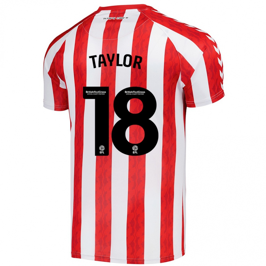 Kids Football Ellis Taylor #18 Red White Home Jersey 2024/25 T-Shirt Nz