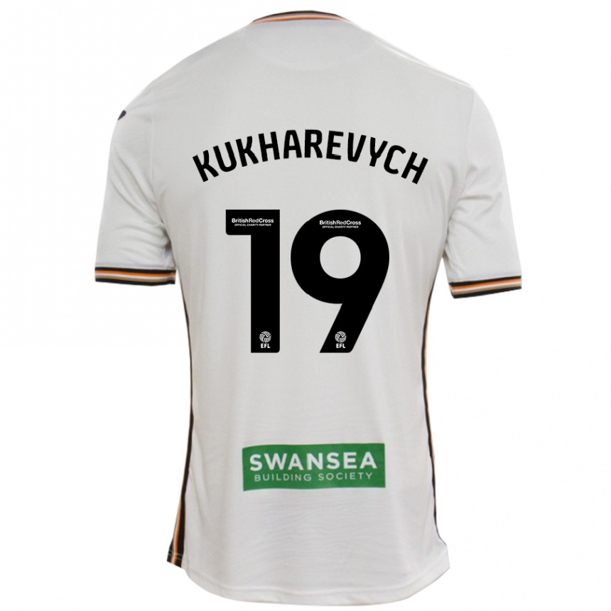 Kids Football Mykola Kukharevych #19 White Home Jersey 2024/25 T-Shirt Nz