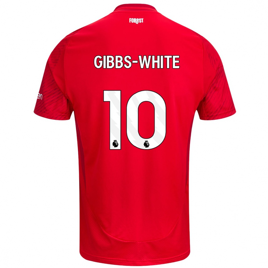 Kids Football Morgan Gibbs-White #10 Red White Home Jersey 2024/25 T-Shirt Nz